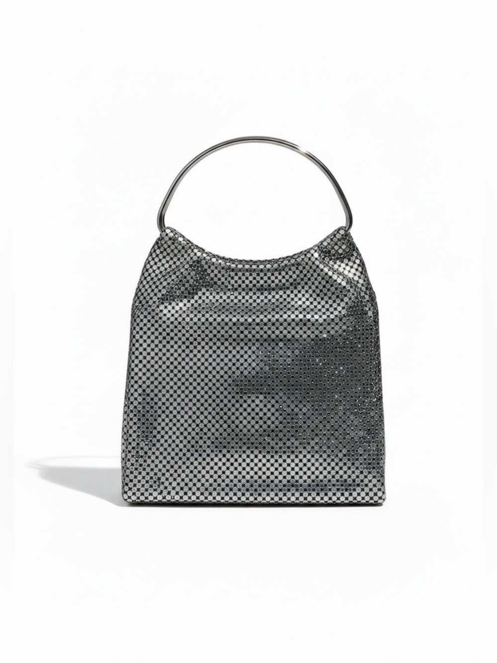 Vintage Armani Exchange Silver Metal Mesh Evening Bag Ring Handle Clutch Y2K